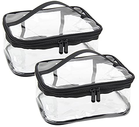 2 Pièces Trousse de Toilette Transparente Étanche Sac de Maquillage PVC Imperméable pour Voyage dans Bagages à Main Hommes et Femmes