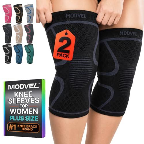 MODVEL Komfortable Kniebandage für Damen und Männer - Sanfte Kniestütze zur Unterstützung und Stabilisierung - Weiches, Atmungsaktives Material für Komfort bei Bewegung, Spaziergang & Zuhause.