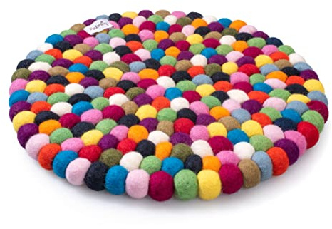 naturling Filzkugelkissen Sitzkissen 39cm rund aus 100% Schurwolle für Stühle und Bänke
