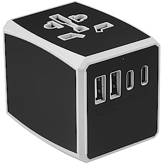 Adattatore da viaggio universale, spina da viaggio internazionale con 4 porte USB, caricatore da viaggio mondiale per US/UK/EU/AU, convertitore da spina all-in-one per 150+ paesi (tipo C/G/A/I)