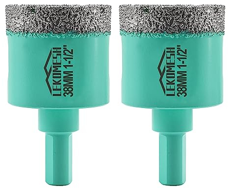 Diamond Core Drill Bits 2pcs-38MM - LEKOMESH Tile Hole Saw with Triangle Shank for Porcelain Tile Ceramic Granite Marble Masonry Stone,Vacuum Brazed Diamond Drill Bits