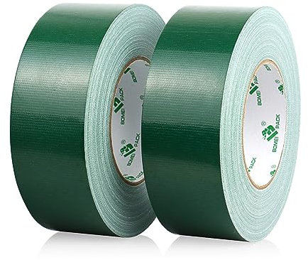 BOMEI PACK Cinta americana Verde Profesional Impermeable para reparaciones,2 piezas 50mmx50m manualidades,uso en interiores y exteriores, waterproof -