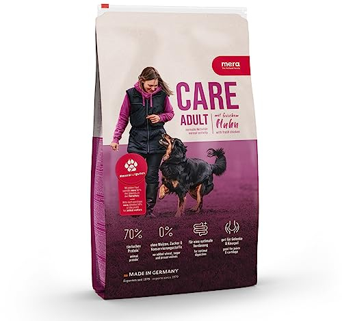 mera Care Adult Huhn, Hundefutter für normal aktive Hunde jeder Rasse, mit 70% tierischen Protein, ohne Weizen, 10kg