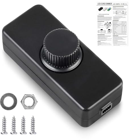 Vegena Interruptor de Atenuación LED, 220-240 V CA/50 Hz, Regulador de Intensidad Giratorio 3-100 W, Para Bombillas LED
