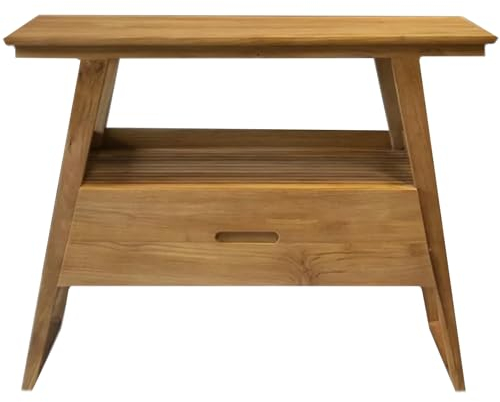 Teako Design Waschbeckenunterschrank Helena Teak Massivholz, Badezimmerschrank, Badezimmermöbel, Badschrank schmal, Nachhaltiges Teakholz, Feuchtraumtauglich, Badezimmer, Größe: 85 cm