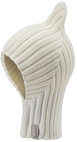 Sterntaler Strickmütze mit Rippstrickmuster diagonal - Unisex Schalmütze mit Zipfel - Warme Schlupfmütze - Winter Kindermütze - Ecru, 51