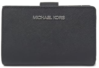 Michael Kors Zweifach gefaltete Damentasche, Hellblau, M, Schwarz, Einheitsgröße