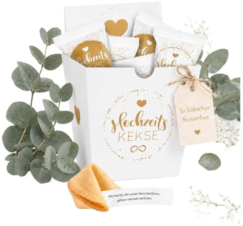 9er Box Hochzeits-Kekse | Glückskeks Hochzeiten als Hochzeitsdeko oder für die Candybar | frisch gebackene und vegane Idee für jeden Weddingplanner & made in Germany