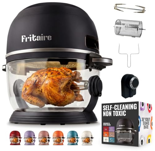 Non Toxic Air Fryer™ Pro | 9-in-1 Glass Air Fryer | Self-Cleaning | 5 Quart | Rotisserie and Tumbler | 400F Vortex For Even Cooking, BPA-Free Teflon Free, Recrisp, Roast, Bake, Black