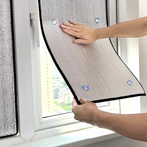 KDDFN Wärmereflektierende Fensterfolie,Blickdichte Sonnenschutzfolie,6mm Dicke Aluminisierte Isolierfolie,Privatsphäre Tönungsfolie,für Schlafzimmer,Badezimmer,Büro,mit Saugnapf (100x260cm/39 x102)