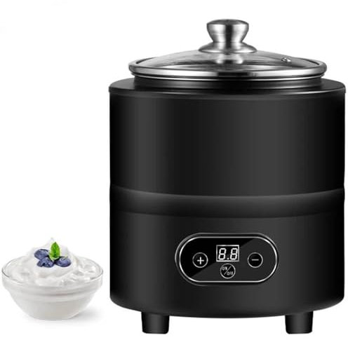 Yogurtera comercial, fermentador automático de yogur Natto de acero inoxidable de 12 litros, pantalla LCD, control de tiempo y temperatura, for yogur, natto, vino de arroz, vinagre de frutas(Black)