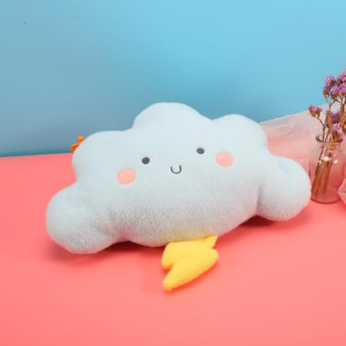 Kuschel Kissen Wolken,Wolkenkissen, Cartoon-Wolkenform, Flauschige Weiche Kuschelkissen Deko Kissen Wolke Form,Taillenstützkissen, Stuhlkissen, Rückenkissen für Schlafzimmer, Büro, Auto (blau)