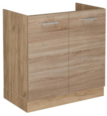Vicco Spülenunterschrank R-Line, Sonoma, 80 cm | 2 Türen · Ohne Arbeitsplatte · Höhenverstellbare Füße · Großer Innenraum ✓ · ✓ Frei kombinierbar