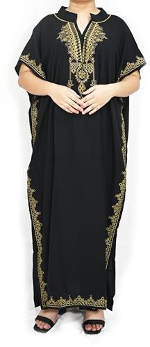 Svart Kaftan för kvinnor – Strandklänning (One Size = 38-44)
