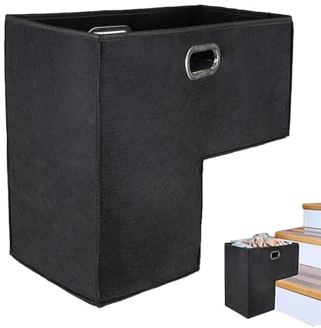 Cesta plegable de fieltro para escaleras de 16 pulgadas, en de L, organizador plegable en de L, organizador de almacenamiento de escalera de fieltro
