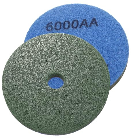 QUARKZMAN 2pcs Dischi Diamantati per Lucidatura 5 6000 Grana - Tamponi Abrasivi in fibre con Smeriglio per Marmo, Calcestruzzo e Pietra - Colore Blu/Verde Scuro