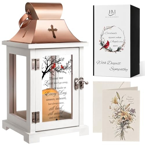 HugMemories Memorial Lantern Sympathy Gifts for Loss of Loved One Mother Father with Led Candle, Unique Bereavement Gifts Ideals, Thoughtful Condolences Gifts in Memory of Loved One