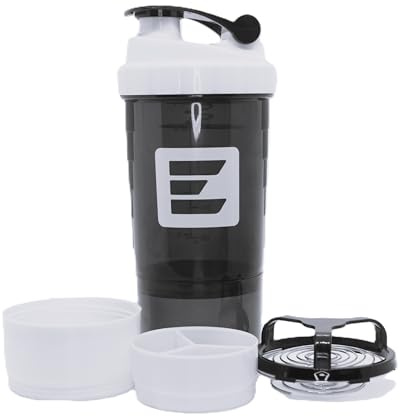 Generisch Eiweiß Shaker weiss mit Fächer Protein Shaker Flasche mit Mixer & Aufbewahrung – Auslaufsichere Trinkflasche für Protein Shakes – Tragbarer Shaker für Fitness & Sport – BPA-frei – 500ml