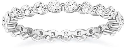 Verlobungsring Damen Klassisch Moissanite Ring Women'S Weißgold 9K Au375 2X2mm Runde Form Moissanit Größe 61 (19.4) Vorsteckring für Schwester