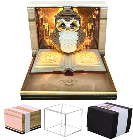 Nzkeuf Calendario Settimanale 3D a Strappare 2026, Creative Paper Sculpture Gufo Calendario, Blocco Note 3D da Strappare, Memo Pad Carving Art, Decorazione per Scrivania da Ufficio Scolastico