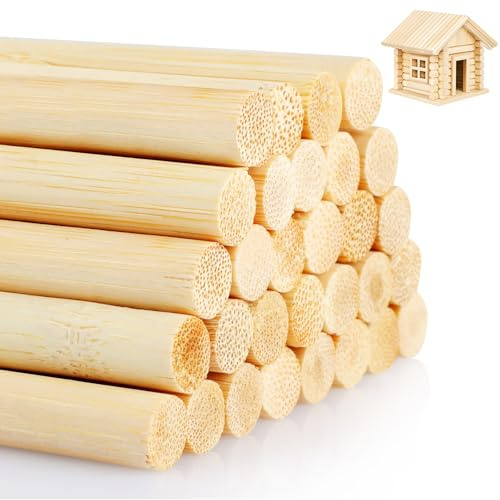 30 Stück Holzstäbe zum Basteln, Holzstäbchen Rund Ø 10mm x 30 cm