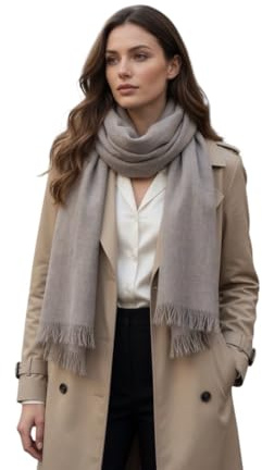 MA.AL.BI 1947 Stola morbida 100% cashmere unisex, made in Italy, busta regalo. (Beige)