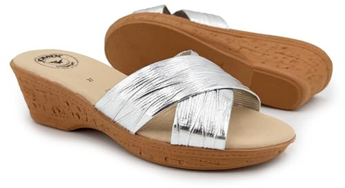 JOMIX Sandalias de Mujer de Cuña Media Chanclas con Tiras Cruzadas para Verano Calzado Cómodo
