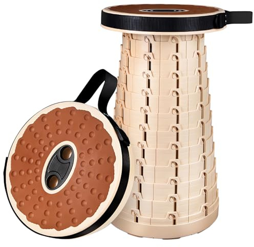 Retrattile Sgabello Pieghevole Portatile, Sgabello Telescopico con Imbottitura Gomma Morbida, Altezza Regolabile 6-45CM, Carico Massimo 250kg, per Viaggi e Outdoor, Barbecue, Feste, Escursionismo
