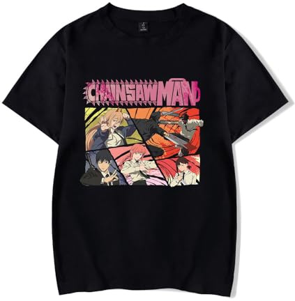 LKY STAR Men Women Chainsaw Man T-Shirt,Anime Denji Hayakawa AKI Short Sleeve