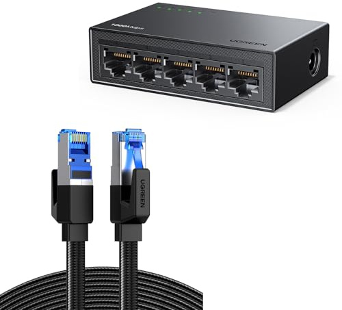 UGREEN Switch Ethernet Gigabit 5 Ports Hub Ethernet 10 100 1000Mbps Switch RJ45 Idéal pour Bureau et Maison Plug Play Multiprise RJ45 Compatible avec PC TV Imprimante Caméra Routeur
