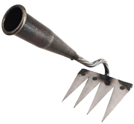 MagiDeal Râteau Désherbeur, Outil de Désherbage, Rateau de Désherbage Berthaus, Rateau de Jardin Robuste en Acier au Manganèse, Râteau à Main pour Planter, Cultiver La Pelouse, sans Manche, 4 Dents