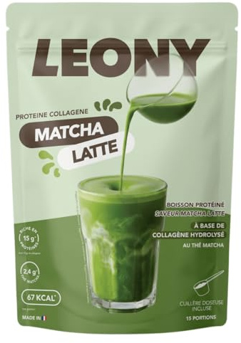 Boisson Matcha Latte protéinée au collagène 285g 15 portions - LEONY