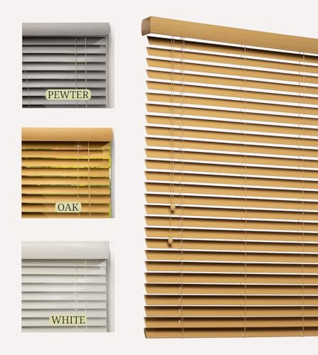 Lister Cartwright 50mm Woodgrain Fauxwood Venetian Blinds for Windows– Trimmable, Easy Fit Curtains, Child Safe – Durable Home & Office Blind (Oak, 60 cm Width x 120 cm Drop)