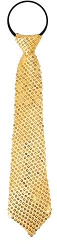 P'tit Clown - 60248 - Pailletten-Krawatte mit glänzendem Gummiband - Glitter Tie - Kostümzubehör - Perfekt für Karneval, Kostümpartys, Themenpartys, Silvester - Erwachsene - Gold