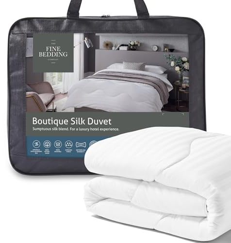 The Fine Bedding Company Boutique Silk Double Duvet 4.5 Tog – Lightweight Summer Duvet with Recycled Eco Smartfil® and Pure Silk Blend, Washable, Hotel Quality Quilt – Double Bed Size