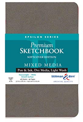 Stillman & Birn Epsilon Series Skizzenbuch mit Softcover, 14 x 21,6 cm, 150 g/m² (schwer), weißes Papier, glatte Oberfläche