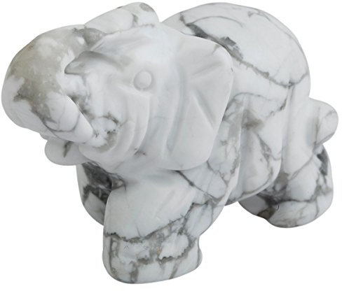 SUNYIK Edelstein Elefant Pocket Carving Buchstütze Amulett Figur Decor 1.5 White Howlite Turquoise