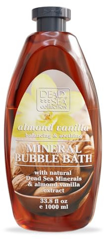Dead Sea Collection Bain Moussant Amande Vanille pour Femme et Homme – Huile d’Amande et Extrait de Vanille avec Minéraux de la Mer Morte – Hydratation et Soin de la Peau – 1000 ml