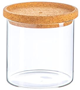 Argon Tableware Scandi Storage Jar with Cork Lid - 550ml - 1 Pack - Modern Round Organisation Container Glass Jar for Kitchens, Pantry, Bathrooms, Utility Rooms