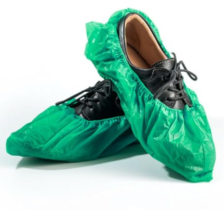 Farbige-Überschuhe, CPE Einwegüberschuh, Einweg-Überziehschuhe, Op-Schuhüberzieher, Galosche, wasserdicht, Farbe:grün - 100 Stück, Größe:extra stark - 40my