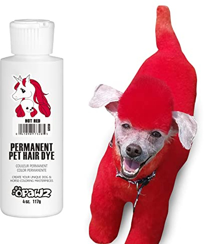 OPAWZ Permanenter Haustier Haarfarbe, Berufsstand Haustier sicherer Farbstoff hält über 20 Haarwäschen, leuchtende Farbe für Hunde und Pferde (Heiß Rot)