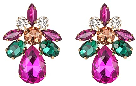 EVER FAITH Ohrstecker Blume Blatt Teardrop für Damen Mädchen Bunt Strass Kristall einfach Ohrringe