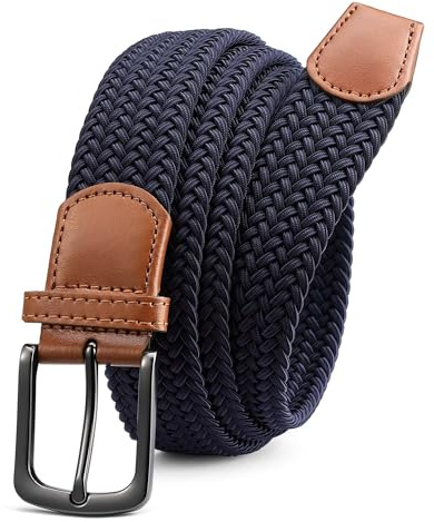 Elastischer Gürtel Herren, Stretch Gürtel Stoff ohne Löcher 35mm, Flechtgürtel für Golfhosen Lässige Shorts Jeans
