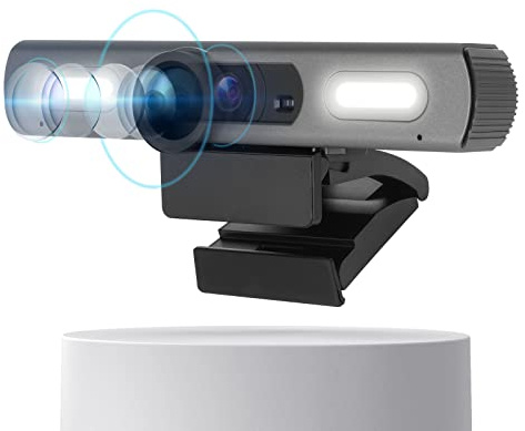ROCWARE Webcam 4K, webcam 4K avec éclairage RC06, caméra USB ultra HD, microphone intégré, suivi de hautparleur, suivi d'IA et ePTZ, cadrage automatique pour SkypeZoomYouTubeéquipes (zoom