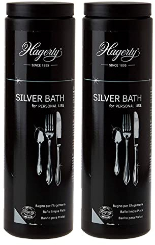 2x Hagerty Silver Bath Pulitore Delicato per Posate in Argento o Metallo Argentato Puliza Profonda - 2 Barattoli da 580ml