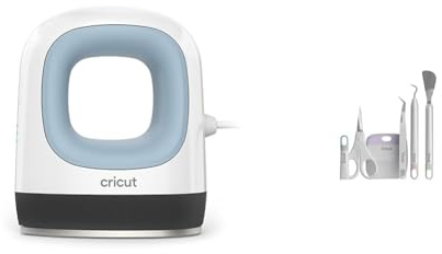 Cricut 2009427 EasyPress Mini | Zen-Blau | Kompakten Heizpresse zur Aufbügel-(HTV), Infusible Ink-und Sublimationsmaterialien & Basiswerkzeuge, Sortiert