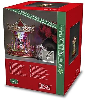 Konstsmide LED Szenerie Karussell, mit Musik, wählbare Energiefunktion, 16 bunte Dioden, batteriebetrieben & USB, Innen, schwarzes Kabel, 3 x AA 1.5V (exkl.) - 4252-000, Bunt
