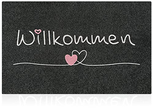 AAZZKANG Türmatte Lang Außen Innen Willkommen Fußmatten 90 x 60 cm mit Dauerhaft rutschfest Gummi Rückseite Ultra absorbieren Schlamm Einfach zu säubern Haustür Eingangsteppich Schwarz