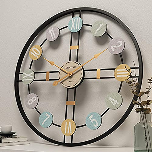 Orologi da parete da giardino per esterni, grande orologio da parete retrò in ferro metallico silenzioso a batteria numeri romani in metallo vintage orologi moderni rotondi per soggiorno 80 cm nero