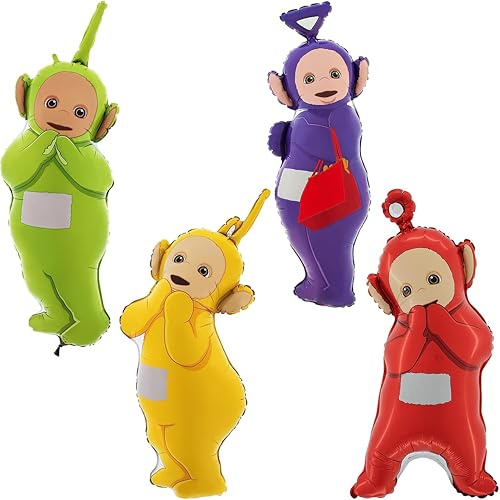 Toyland® Packung mit 4 – 32-Zoll-Folienballons in Teletubbies-Form – Tinky Winky, Dipsy, Lala und Po – Partydekorationen für Kinder